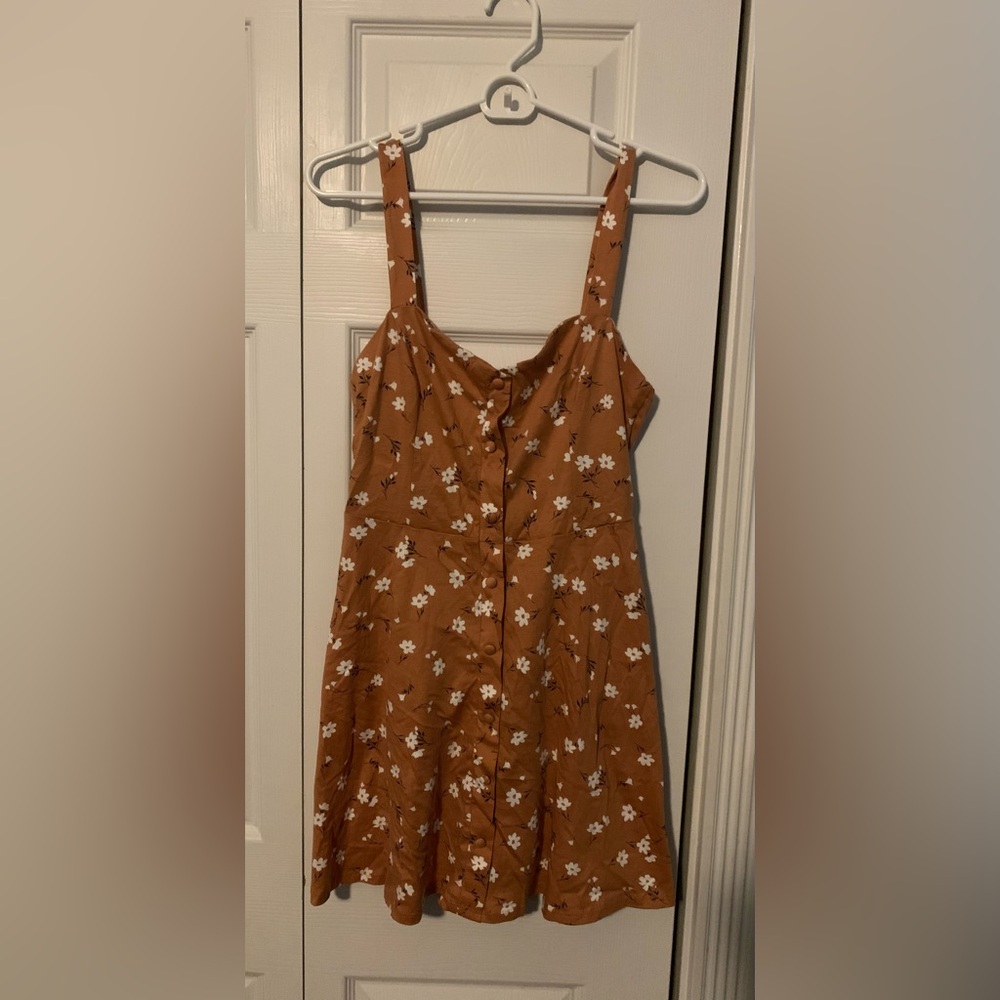 Terracotta Floral Sundress with Tied Back